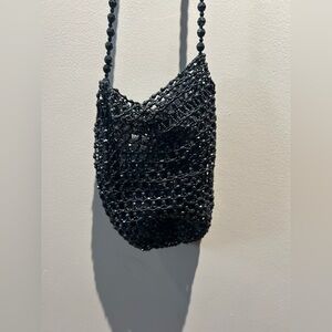 Holt Renfrew vintage Chic Black Beaded Shoulder Bag